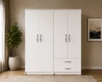 Classic White Wardrobe with Drawers – Spacious 4 Door Bedroom Storage