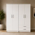 Classic White Wardrobe with Drawers – Spacious 4 Door Bedroom Storage