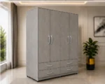 Beautiful Modern 4 Door 4 Drawer Wardrobe – Spacious Clothes Organizer and Bedroom Storage Cabinet - Image 5