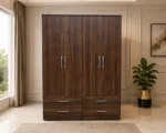 Elegant 4 Door 4 Drawer Wardrobe Cabinet – Modern Bedroom Storage Furniture with Generous Space