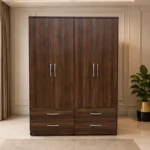 Elegant 4 Door 4 Drawer Wardrobe Cabinet – Modern Bedroom Storage Furniture with Generous Space