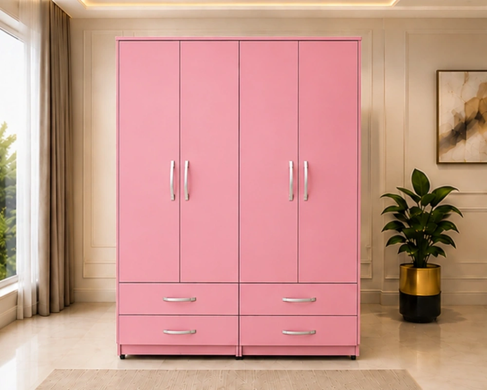 Contemporary Cream 4 Door Wardrobe – Spacious Storage Cabinet Modern 4 Door 4 Drawer Wardrobe – Spacious Bedroom Clothes Storage Cabinet with Elegant Design - Image 1