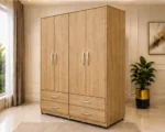 Contemporary 4 Door 4 Drawer Wardrobe – Large Capacity Bedroom Clothes Cabinet with Multiple Storage Drawers - Image 5