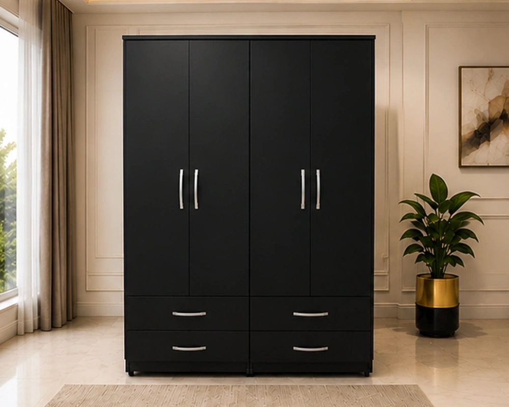 Large 4 Door Wardrobe with Drawers – Modern Home Furniture Large 4 Door 4 Drawer Wardrobe – Premium Bedroom Clothes Storage Cabinet with Functional Design - Image 1