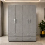 Beautiful Modern 4 Door 4 Drawer Wardrobe – Spacious Clothes Organizer and Bedroom Storage Cabinet