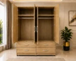 Contemporary 4 Door 4 Drawer Wardrobe – Large Capacity Bedroom Clothes Cabinet with Multiple Storage Drawers - Image 4