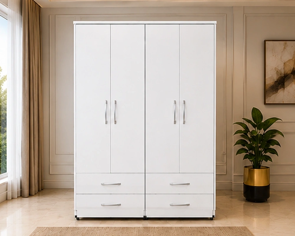 Luxury Bedroom Wardrobe – 4 Door Storage Cabinet with Drawers Premium 4 Door 4 Drawer Wardrobe – Stylish and Spacious Clothes Organizer for Modern Bedrooms - Image 1