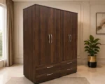 Elegant 4 Door 4 Drawer Wardrobe Cabinet – Modern Bedroom Storage Furniture with Generous Space - Image 4