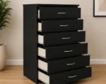 Matte Black Chest of 6 Drawers – Modern Furniture for Contemporary Homes - Image 2