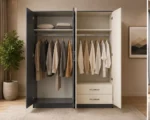Black & Cream 4 Door Wardrobe with Drawers – Two Tone Bedroom Storage - Image 2