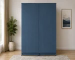 Deep Blue Bedroom Wardrobe – Stylish Four Door Design with Drawers - Image 4