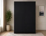 Midnight Black 4 Door Wardrobe – Spacious Storage with Drawers - Image 4