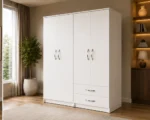 Classic White Wardrobe with Drawers – Spacious 4 Door Bedroom Storage - Image 4