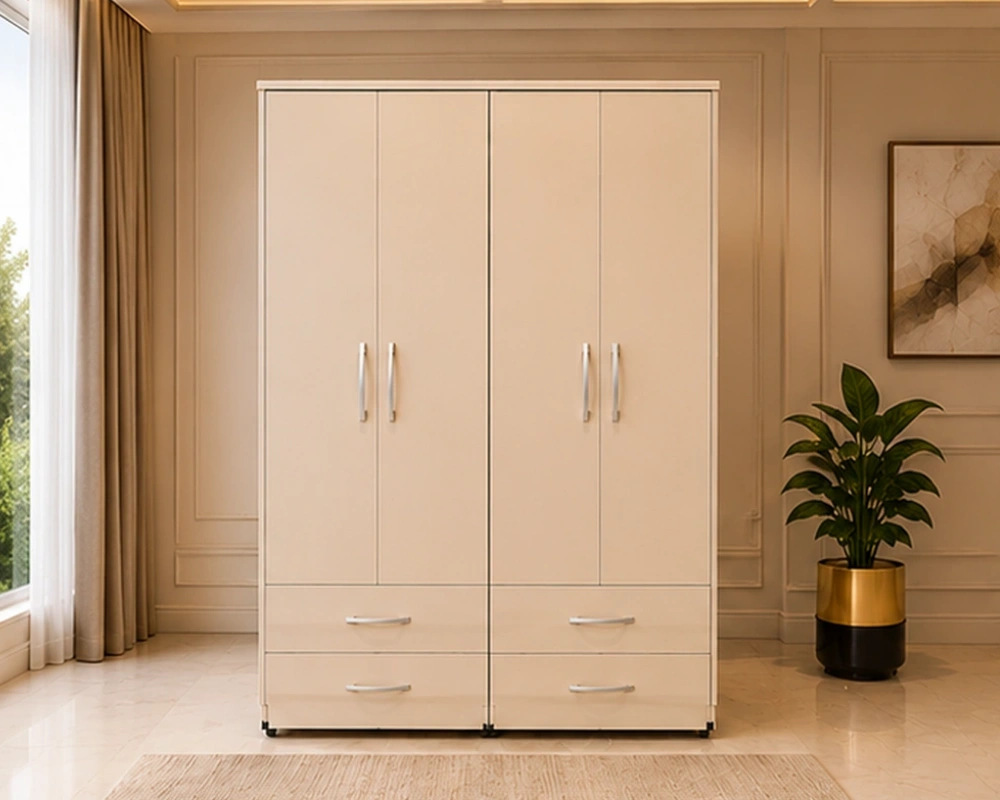 Spacious 4 Door Wardrobe – Modern Bedroom Storage Cabinet Stylish 4 Door 4 Drawer Wardrobe – Spacious Bedroom Organizer for Clothes and Everyday Essentials - Image 1