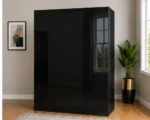 Luxury Black 3 Door Wardrobe with Mirrors & Drawers– Stylish Storage Solution - Image 3