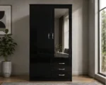 Black Modern Mirrored Wardrobe – Stylish Space-Saving Bedroom Furniture - Image 2
