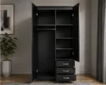 Black Modern Mirrored Wardrobe – Stylish Space-Saving Bedroom Furniture - Image 3