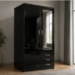 Black Modern Mirrored Wardrobe – Stylish Space-Saving Bedroom Furniture