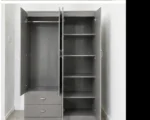 Pearl Grey 4 Door Wardrobe – Modern Mirrored Storage– Spacious Mirrored Storage - Image 2