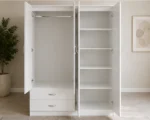 Lumière White 4 Door Wardrobe – Mirrored Storage Collection– Stylish Storage with Drawers - Image 2