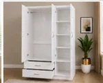 Contemporary White 3 Door Wardrobe – Spacious Storage– 3 Doors, 2 Mirrors & 2 Drawers - Image 2